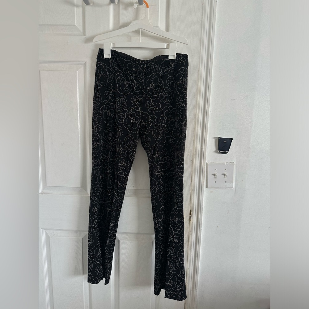 Black Floral Patterned Pants - image 1